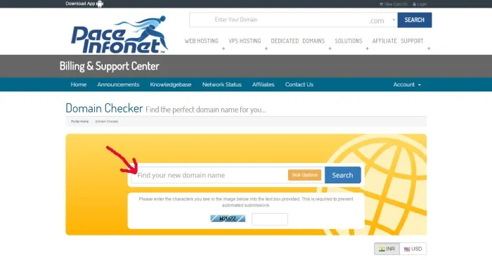 Screenshot showing how to register your own domain name step 1
