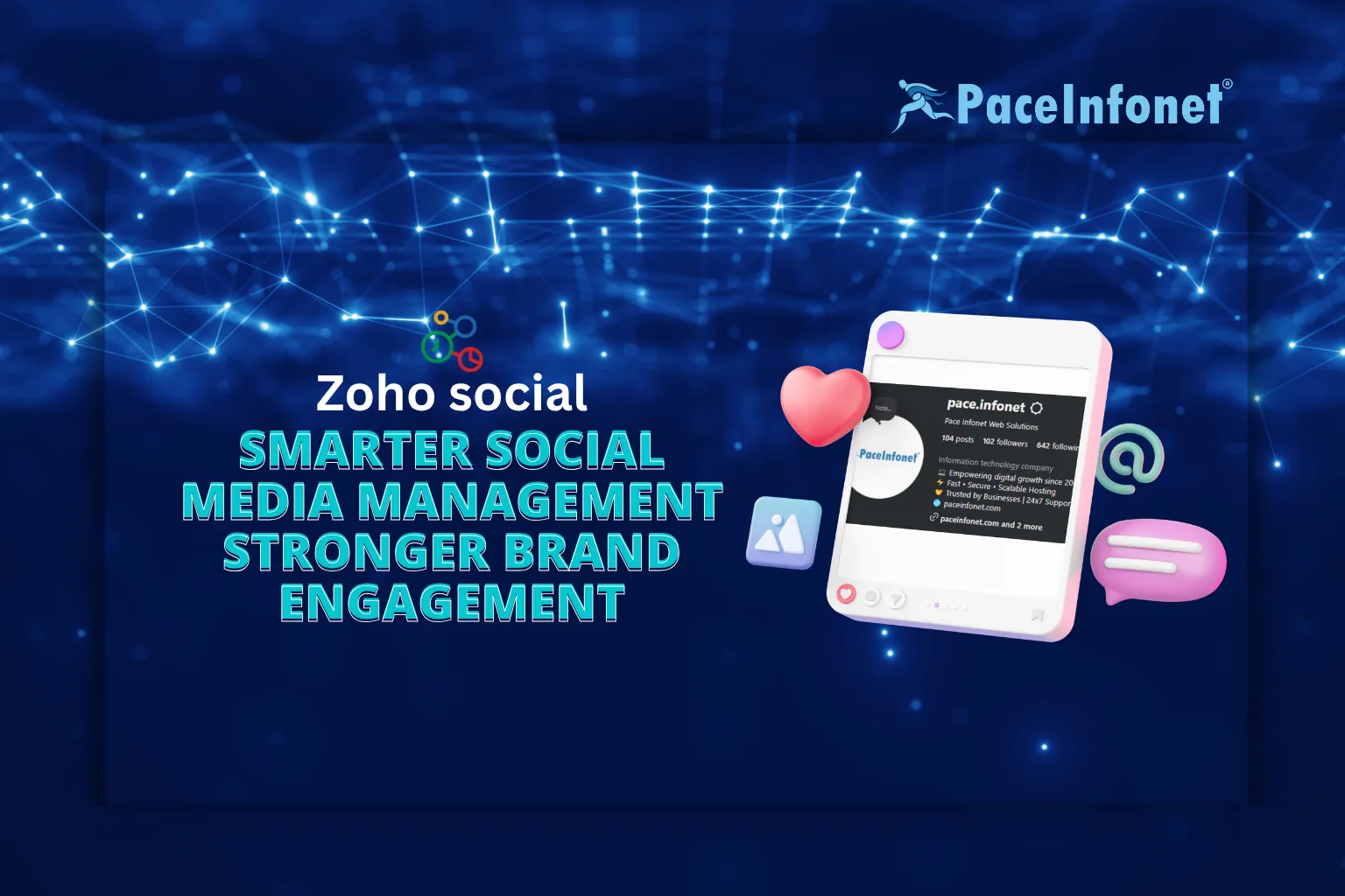Illustration for Zoho Social: Smarter Social Media Management for Stronger Brand